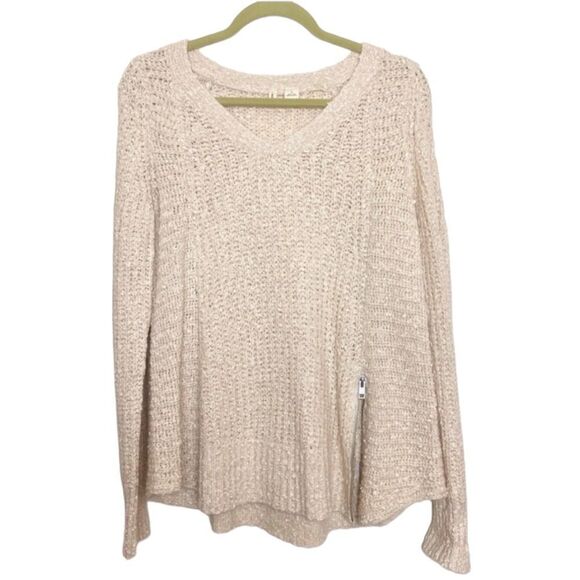 ✨ Anthropologie Moth Cream Chunky Knit Pullover Sweater Side Zipper✨ - Picture 5 of 9